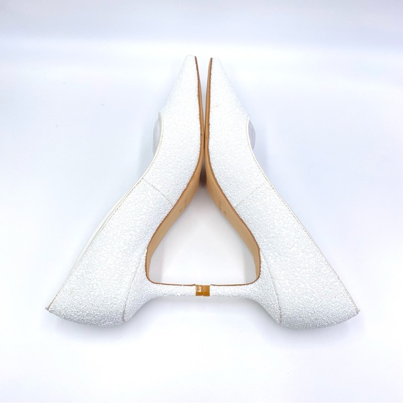 Nine West Womens Arlene White Glitter Point Toe Low Stiletto Heels Pumps Shoes 8 - Picture 9 of 16